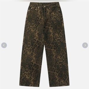 Leopard Print Wide-Leg Pants